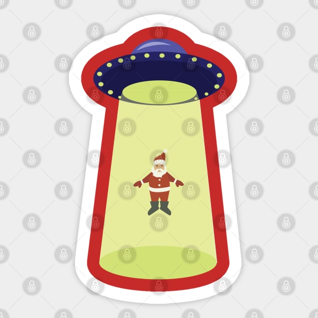 Santa being abducted by UFO Sticker by holidaystore